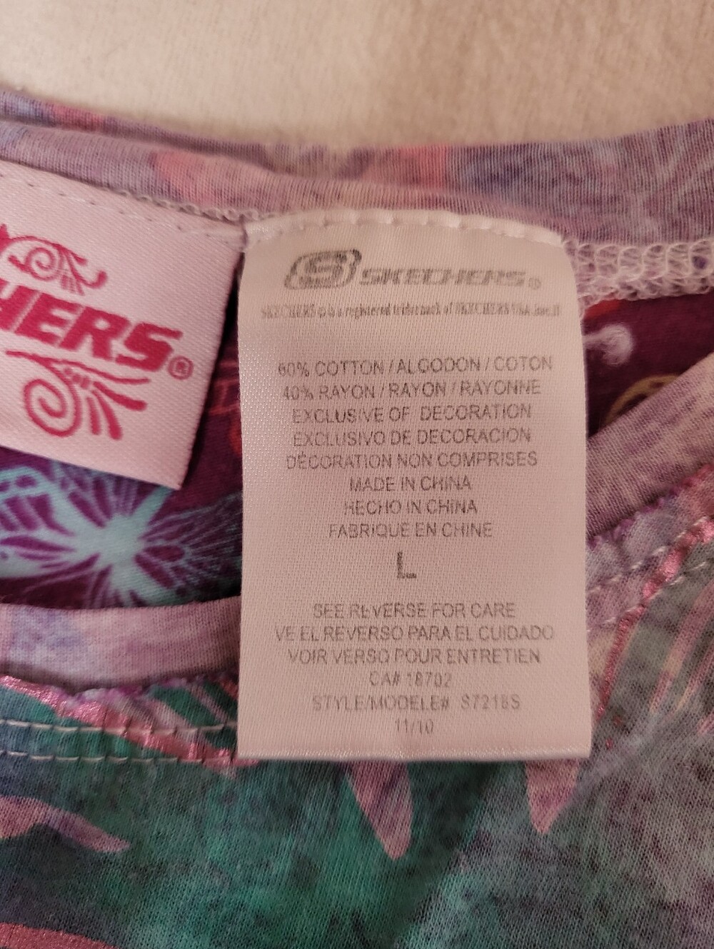 Skechers Y2K Purple Rainbow Butterfly T-Shirt - Picture 10 of 10